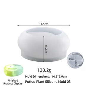 Dettaglio dimensioni stampo in silicone per portacandele in resina tondo 14,5x6,9cm