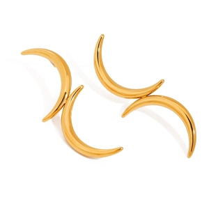 Minimalist gold crescent hoop earrings in stainless steel with polished finish