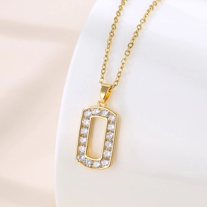 Stainless Steel Chain Brass Zircon Iced Out Pendant Necklace Hip Hop Geometric Luxury Jewelry For Women Gold Plated
