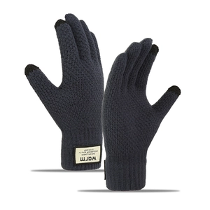 Guanti invernali in maglia blu scuro con funzione touch screen e fodera in pile caldo