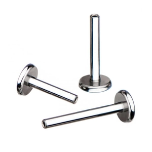 Three G23 titanium labret stud bases with flat backs for body piercing jewelry