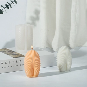 Phoenix Crown Silicone Candle Mold Shell Shape Ribbed Texture For Aromatherapy Wax Soap Plaster DIY Crafting Home Decor