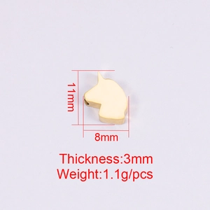 Polished golden unicorn stainless steel charm bead, 11mm x 8mm size for DIY jewelry