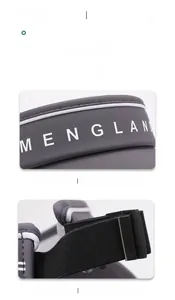 Detail view of adjustable buckle and breathable knitted fabric on dark grey sun visor hat