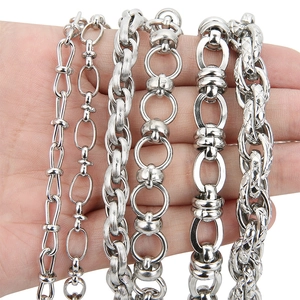 Stainless Steel DIY Jewelry Chain Link For Necklace Bracelet Making Hip Hop Heavy Textured Style Bag Strap Accessory