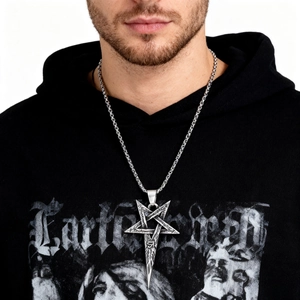 Pentagram Horus Eye Pendant Necklace Stainless Steel Retro Gothic Punk Hip Hop Style Jewelry Accessory For Men