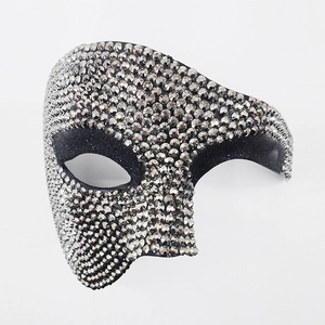 Sparkling rhinestone masquerade half-face mask for parties and Halloween events
