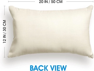 Back view of rectangular linen Christmas pillow cover showing 30x50cm dimensions