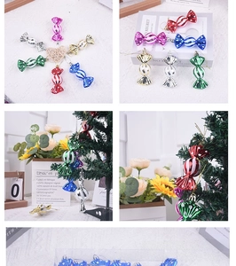 Macro detail of colorful electroplated candy ornaments for Christmas tree decoration