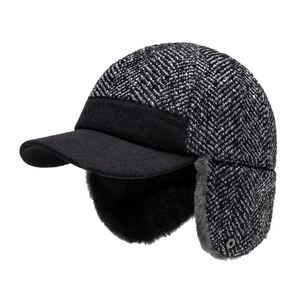 Berretto da baseball invernale da uomo con paraorecchie e fodera in peluche caldo