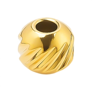 Macro shot of 18k gold plated stainless steel spiral bead for DIY jewelry making