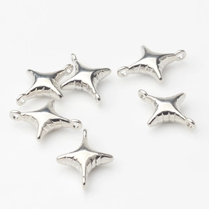 Shiny silver 3D puffed star connector charms for DIY jewelry making accessories