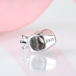 S925 sterling silver crown heart charm with Married engraving for DIY wedding bracelets