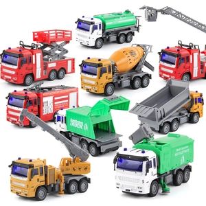 Remote Control Construction Vehicle Toy RC Car ABS Plastic Electric LED Light Fire Truck Mixer Garbage Truck For Kids Boys