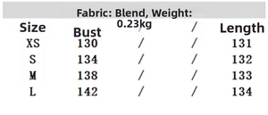 Size chart showing XS to L measurements and material data for this strappy nightgown