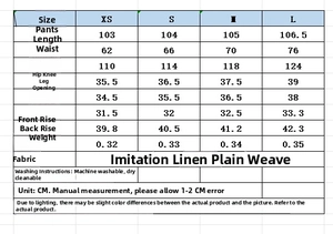 Guide des tailles détaillé pour ensemble kimono en lin avec mesures précises en CM