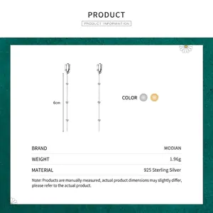 Elegant S925 sterling silver long tassel drop earrings in silver and gold 6cm length