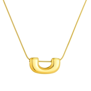 Minimalist gold plated stainless steel U-shaped pendant necklace with a fine snake chain