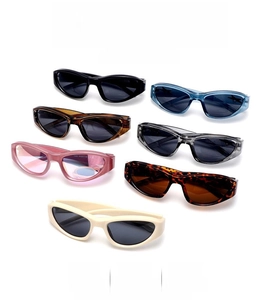 Collection of colorful Y2K cyberpunk cat-eye sunglasses for outdoor sports and fashion