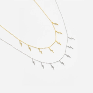 Sparkling S925 sterling silver lightning bolt necklaces in gold and silver finishes