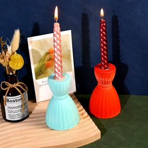 Detail of striped hourglass silicone mold for DIY resin candlesticks and aromatherapy base