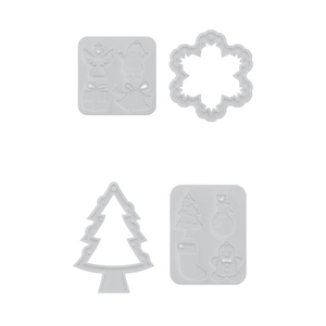 4-delige kerst siliconen mal set met kerstman, boom en sneeuwvlokken voor doe-het-zelf