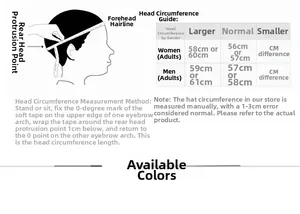 Guide des tailles pour casquettes de sport avec instructions de mesure du tour de tête