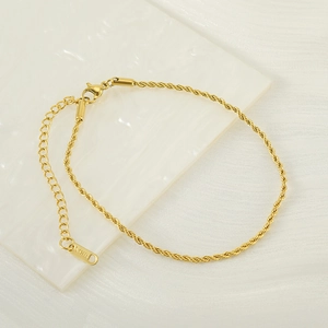 18k gold plated stainless steel twist chain anklet with lobster clasp and extender
