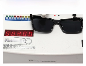 UV400 protection test showing vintage black sunglasses blocking harmful ultraviolet rays