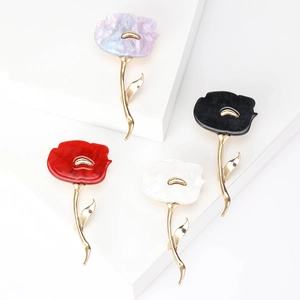 Elegant Alloy Flower Brooch For Women High Quality Drip Oil Petal Corsage Pin For Suit Coat Clothing Accessory Jewelry Gift