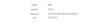Specifications chart for titanium steel hoop earrings with crystal rhinestones