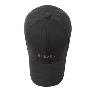 Classic black cotton baseball cap with ELEVEN letter embroidery and wide curved brim