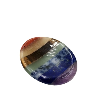 Handcrafted 7 chakra healing worry stone with polished oval shape for stress relief