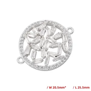 Hollow flower jewelry connector with cubic zirconia and dimensions 20.5x25.5mm