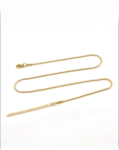 Detail of 18K gold plated stainless steel S-chain necklace with lobster clasp and extender