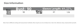Detailed size chart for pleated maxi dress with bust, waist, and length measurements