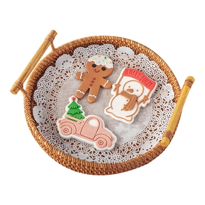 Christmas fondant cookie mold set featuring gingerbread man and snowman designs
