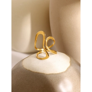 Minimalist 18k gold plated irregular open ring on decorative ceramic stones