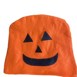 Halloween pumpkin felt chair cover with classic orange color and black facial expression