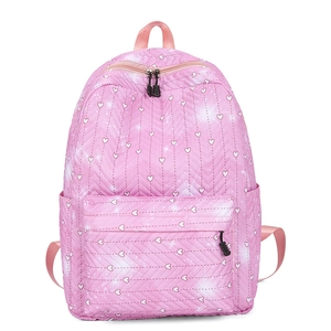 Mochila acolchada rosa con corazones y estrellas para la escuela y viaje