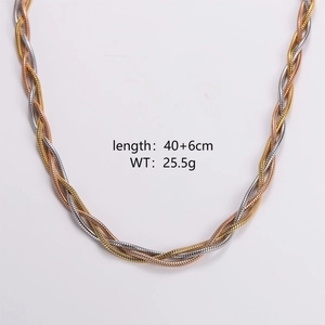 316L Stainless Steel Three Color Woven Snake Chain Necklace For Women Elegant Tri-Tone Intertwined Jewelry Commuter Gift