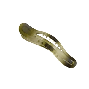 Matte dark green wavy claw clip with internal teeth for hair styling on white background