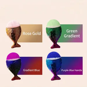 Mermaid scale makeup brushes set in rose gold, green, blue and purple gradients