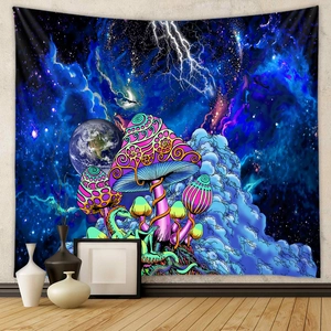 Psychadelic mushroom tapestry with star and galaxy patterns for bedroom wall decoration