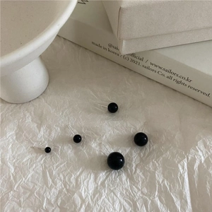 Minimalist 925 sterling silver black onyx stud earrings in four different sizes
