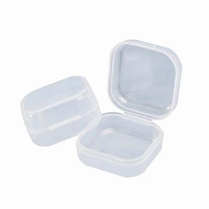 Mini transparent plastic PP storage box with hinged lid for jewelry and earplugs