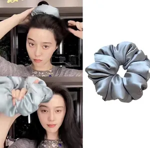 Large Satin Padded Scrunchie Oversized Soft Smooth Solid Color Elegant Hair Tie Accessories For Women