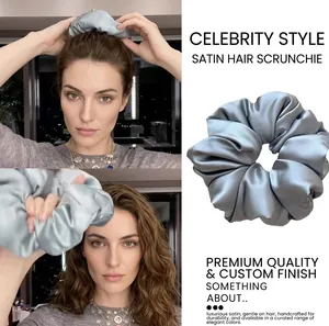 Große Satin Gepolsterte Scrunchie Übergroße Weiche Glatte Einfarbige Elegante Haargummi Accessoires Für Damen