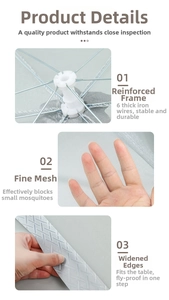 Detail view of reinforced 6-rib steel frame and fine insect-proof mesh on food cover