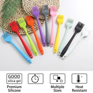 Set of colorful heat-resistant silicone pastry brushes for baking and kitchen use